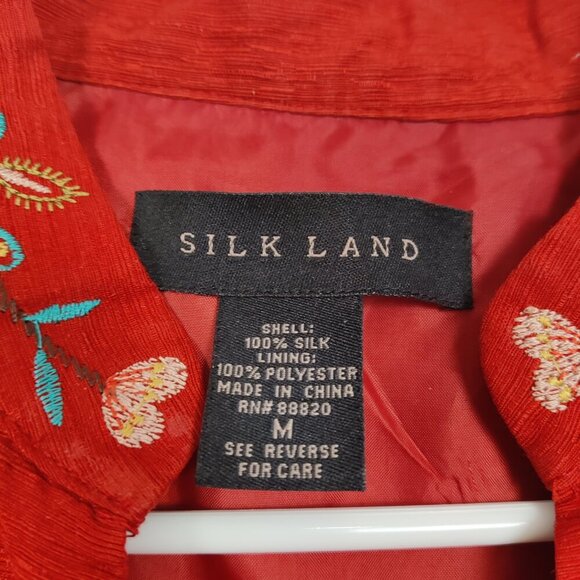 Silk Land Women's Embroidered 100% Silk Jacket Size Medium Bohemian Quiet Luxury - Picture 5 of 10